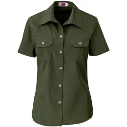 Ladies Short Sleeve Wildstone Shirt Military Green Front